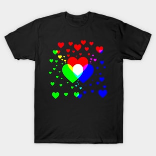 Field of hearts pride pattern in blck T-Shirt